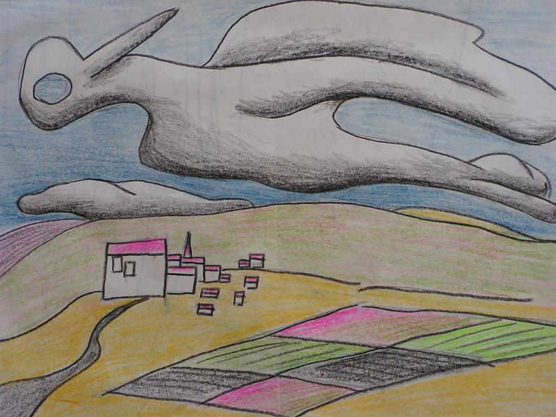 Wolkenvogel, 1992, Ölkreide-Papier, 40x30.jpg